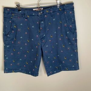 Arizona Jean Co. Men’s 38 Blue Surfer Print Cotton Shorts Preppy Graphic Coastal